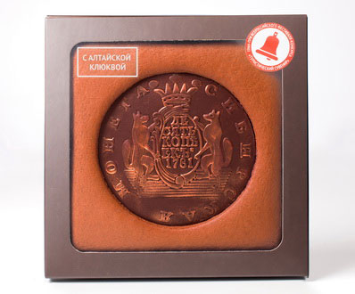 Сувенирный медовый пряник Сибирская монета (с алтайской клюквой)